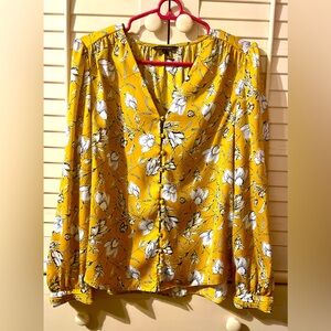 Banana Republic Yellow Floral Blouse